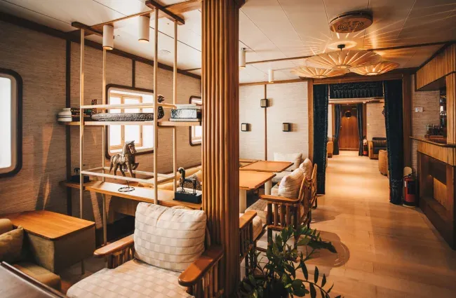 Main Deck Dining Area in Kudanil Explorer Cruise Yacht - BoatKomodoTrip