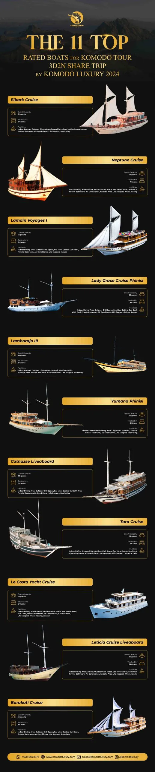 Infographic Top 11 Boats for Komodo Shared Trip - Boat Komodo Trip