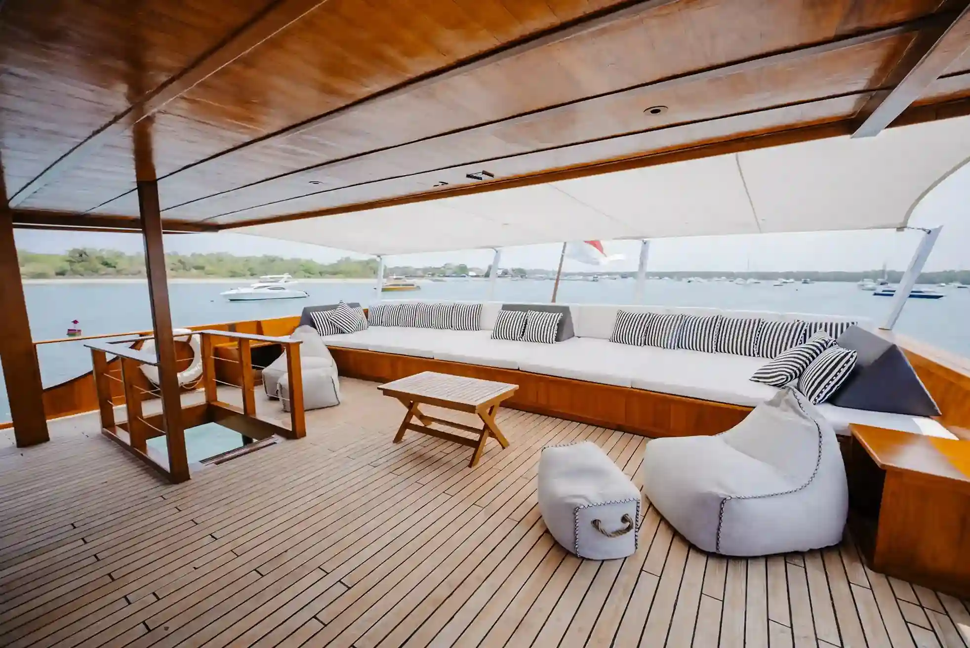 Outdoor Lounge Area in Rascal Voyages Yacht Cruise | Boat Komodo Trip