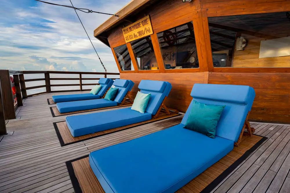 Sun Deck on Neptune One Cruise Voyage Phinisi | Raja Ampat | Boat Komodo Trip