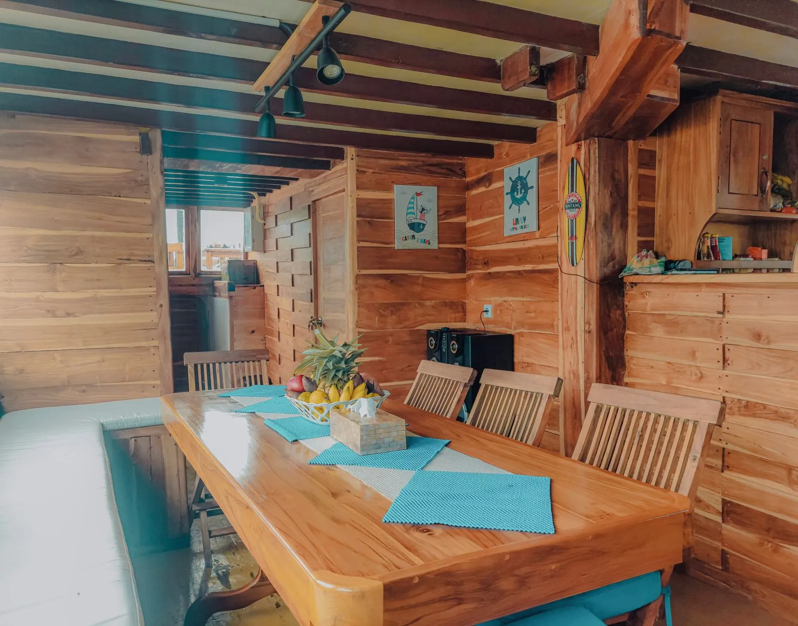 Marvelous Yacht Cruise Phinisi Dining Area - BoatKomodoTrip