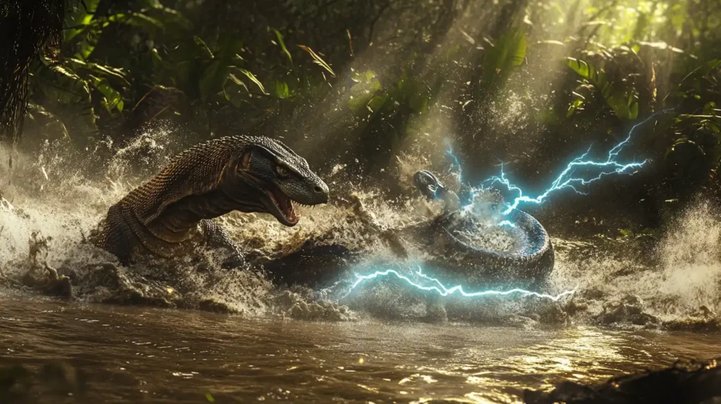 Komodo vs Electric Eel Illustration | Boat Komodo Trip