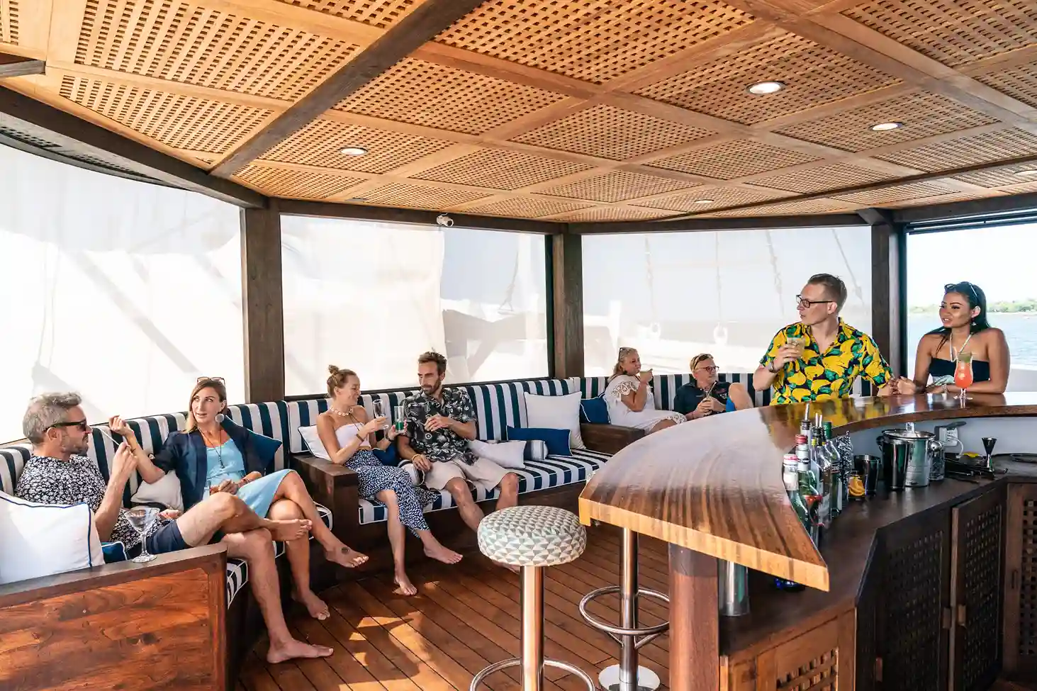 Lounge Area Scubaspa Zen Liveaboard Phinisi Boat Charter | Komodo trip | Raja Ampat trip | Boat Komodo Trip