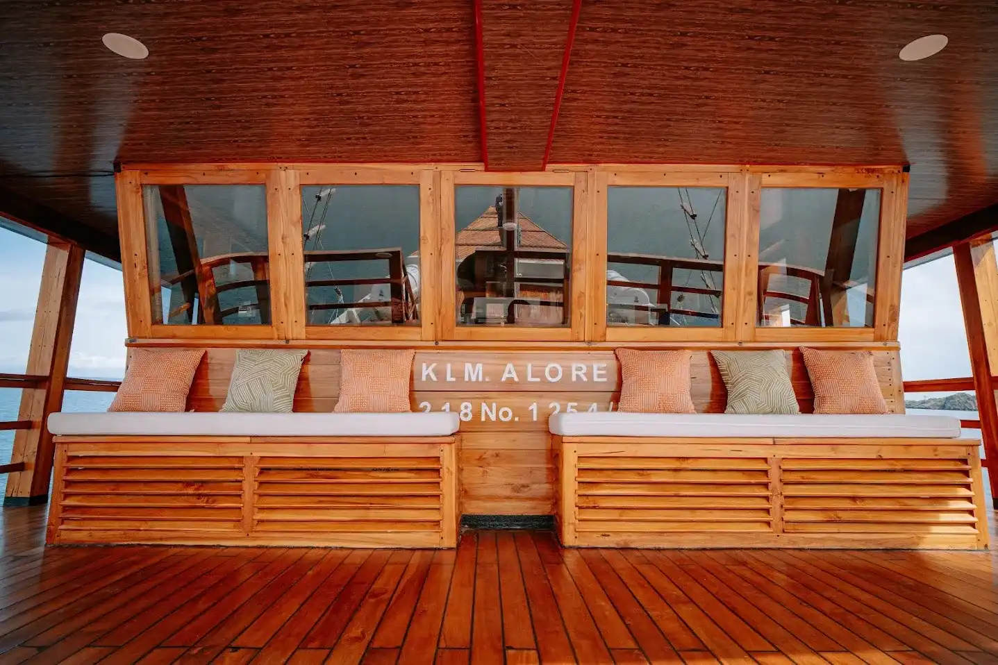 Outdoor Lounge Area on Alore Phinisi | Komodo Island Tour | Boat Komodo Trip