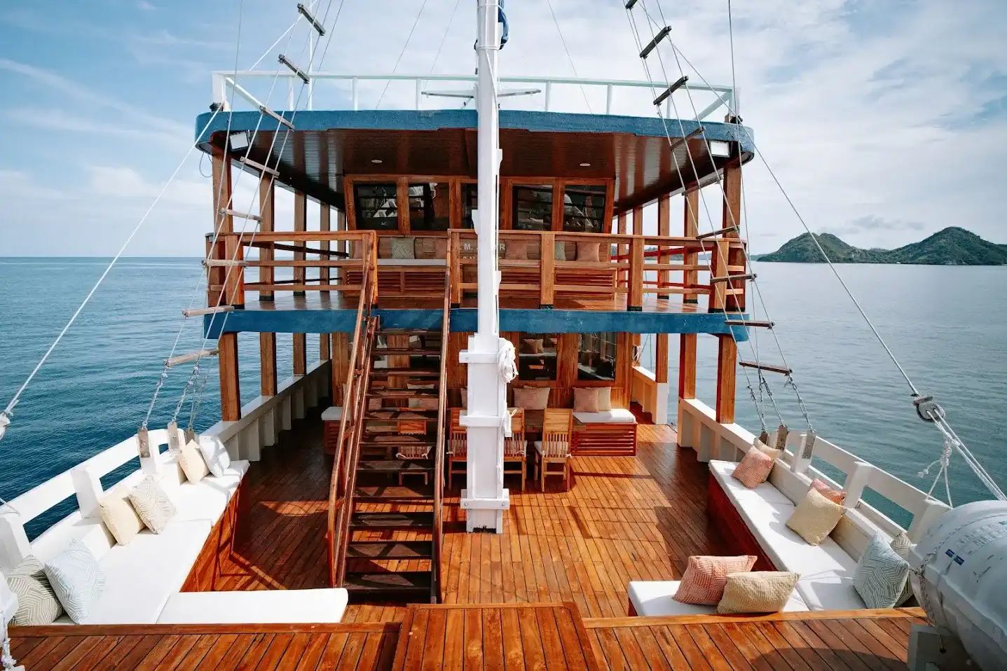 Outdoor Lounge Area on Alore Phinisi | Komodo Island Tour | Boat Komodo Trip