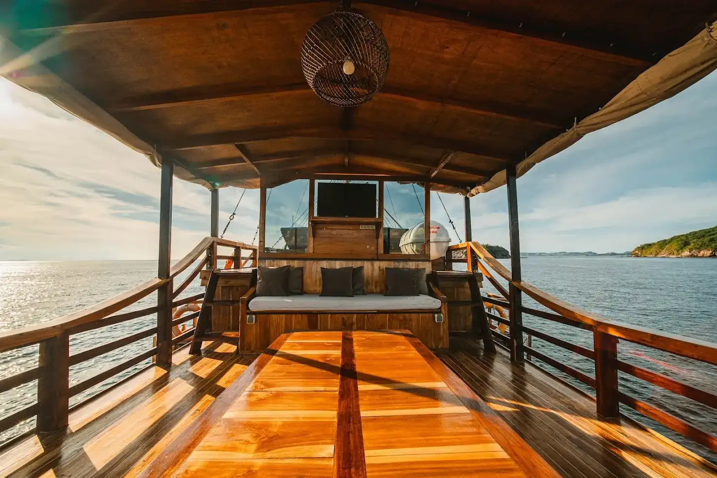 Outdoor Lounge Area on Jofiel Phinisi | Komodo Island Tour | Boat Komodo Trip