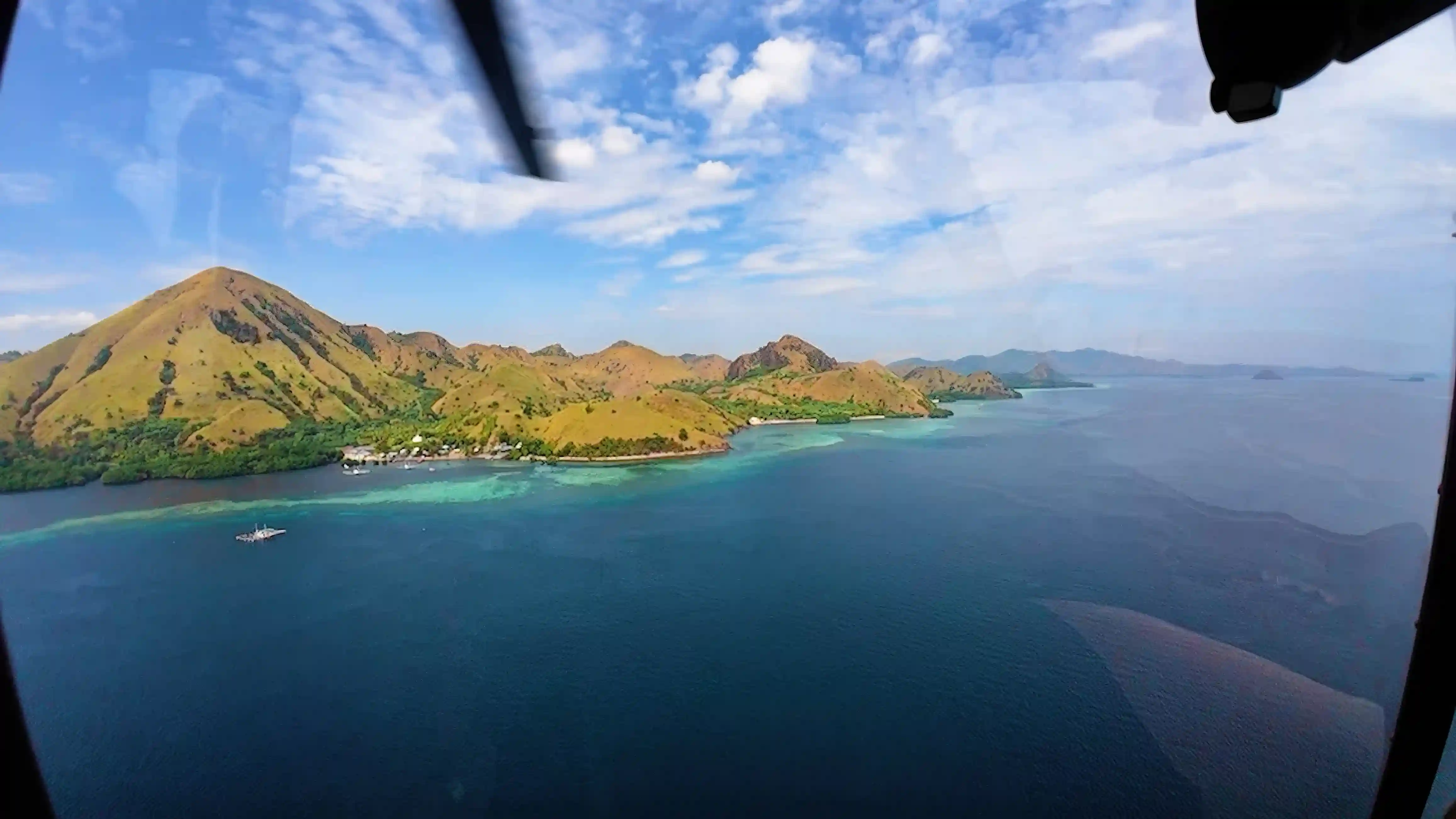 Komodo Island from heli | Heli Tour | Boat Komodo Trip