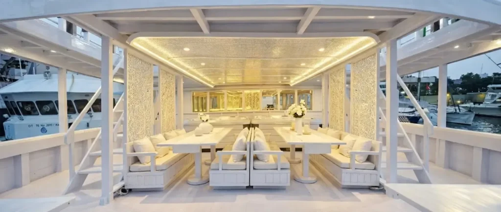 Outdoor Dinning Area in Komodo Prestige by Boat Komodo Trip